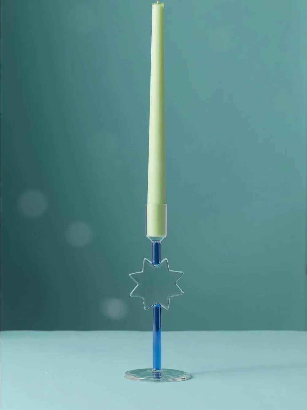 Anthropologie Blue Star Glass Candle Holder